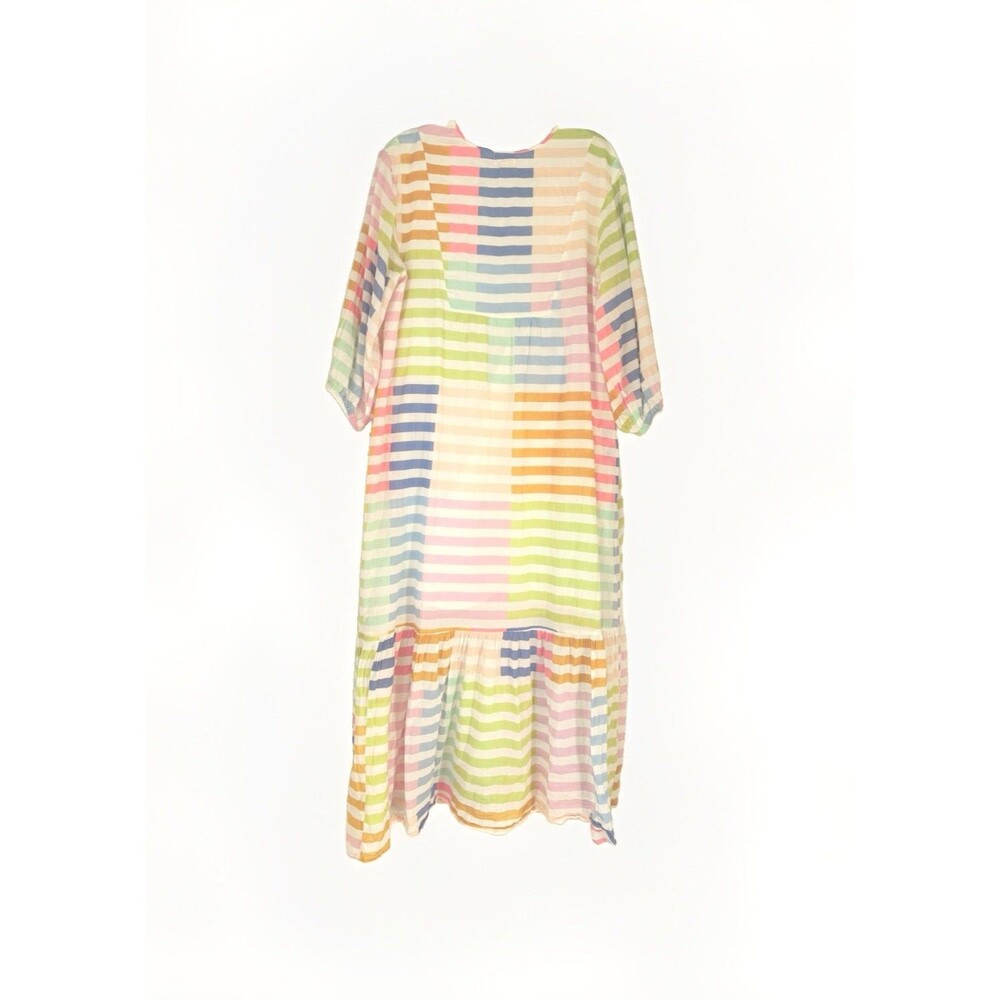 Sunshine Tienda Colorful Stripe Copa Maxi Dress Sz Large Beachy Coastal Boho - Picture 6 of 13